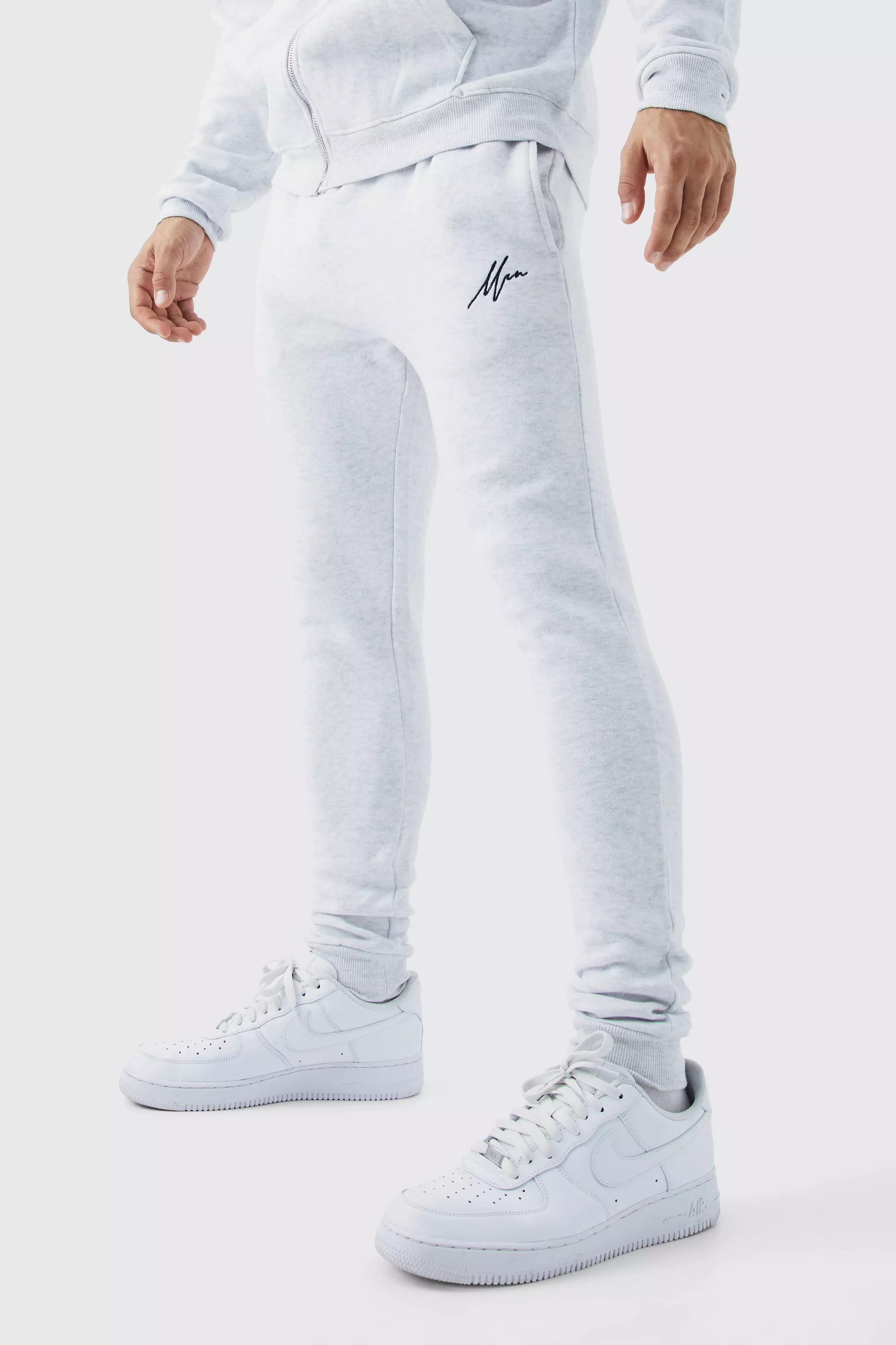 Mens super sale skinny joggers grey